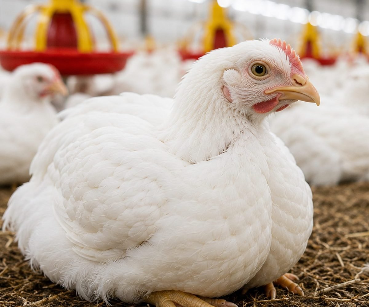 Close-up of a healthy broiler, the fresh chicken we supply across Zimbabwe